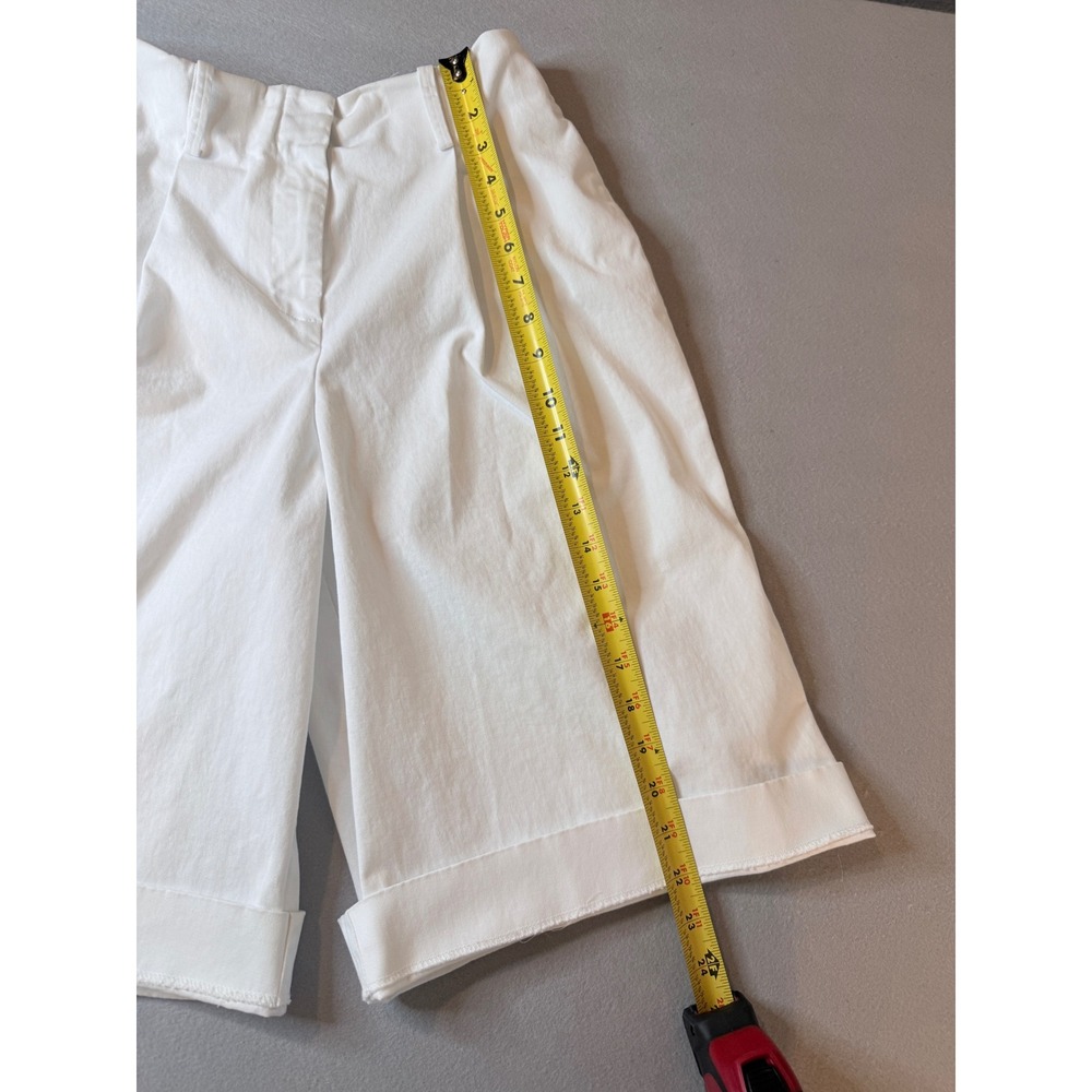 Maeve Anthropologie White Pleated Wide Leg Cuffed Shorts Small - Picture 4 of 6
